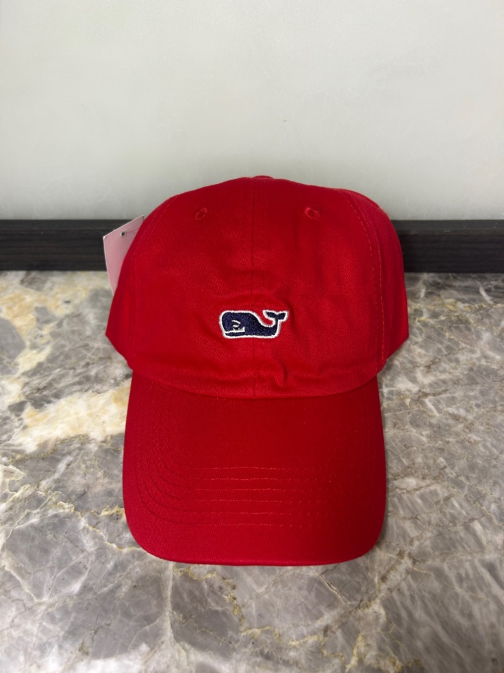 Vineyard Vines Red Cap with Navy Whale
